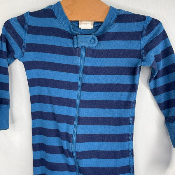 Size 18-24m (80): Hanna Andersson Blue Striped Organic Cotton 1pc Zip-Up PJs