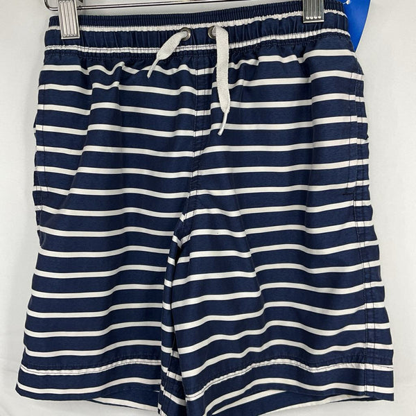 Size 6-7 (120): Hanna Andersson Navy/White Striped Swim Shorts