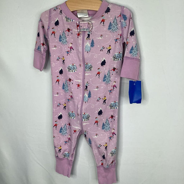 Size 0-3m (50): Hanna Andersson Purple/Blue/Colorful Ice Skating Organic Cotton 1pc Zip-Up PJs