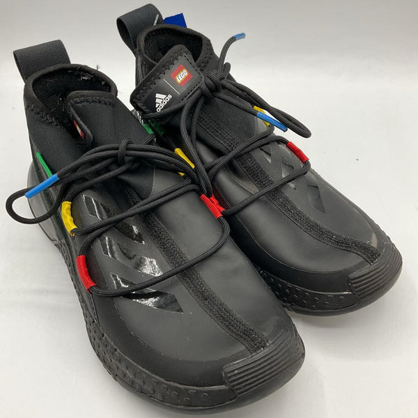 Size 2Y: Adidas Black/Colorful Trim LEGO Lace-Up Sneakers