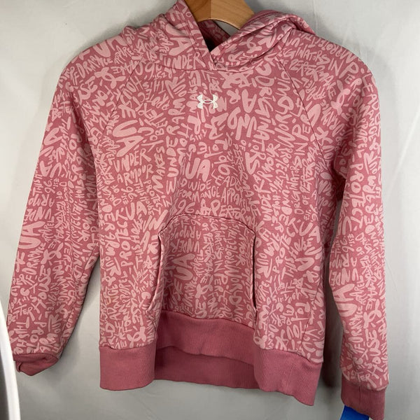 Size 10-12: Under Armour Pink Text Print Pullover Hoodie