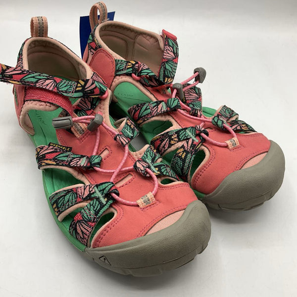 Size 5Y: Keen Pink/Green Butterflies Velcro/Toggle Sandals