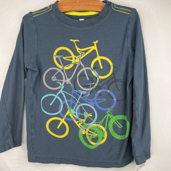 Size 5: Tea Blue/Colorful Bicycle Long Sleeve Shirt