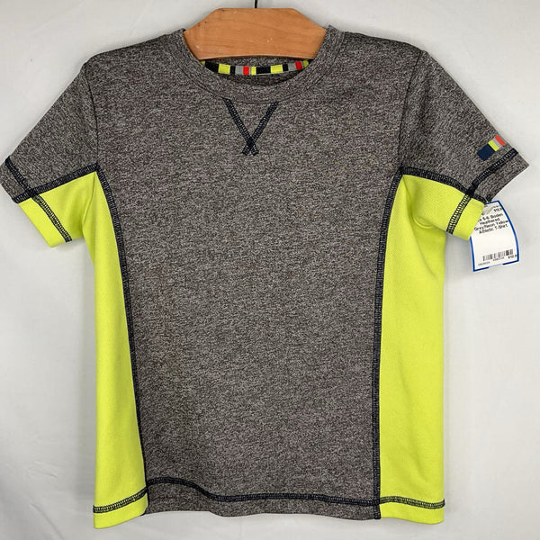 Size 5-6: Boden Heathered Grey/Neon Yellow Athletic T-Shirt