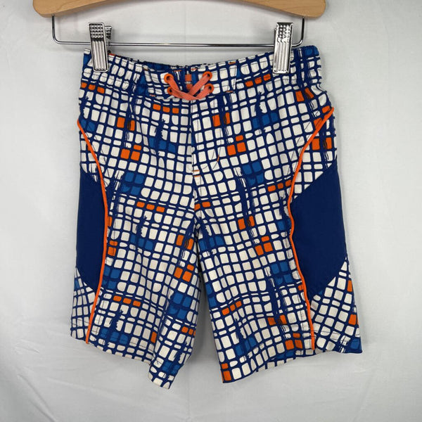 Size 4: REI Blue/White/Orange Squares Swim Shorts