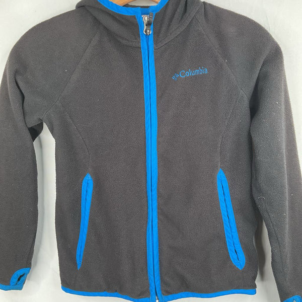 Size 8: Columbia Black/Blue Trim Hooded Fleece Zip-Up Coat