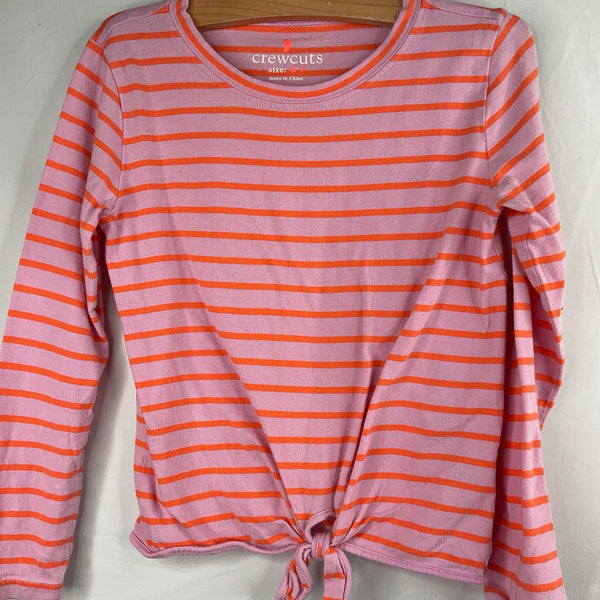 Size 6-7: Crewcuts Pink/Orange Striped Long Sleeve Shirt