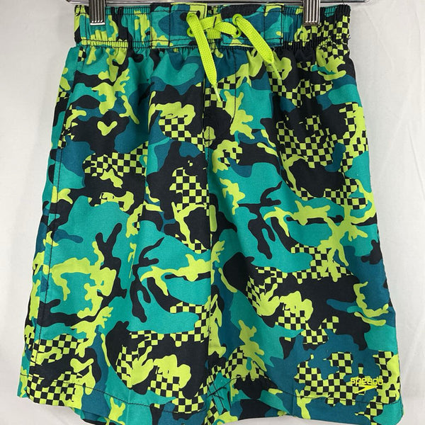 Size 8: Speedo Blue/Green/Black Swim Shorts