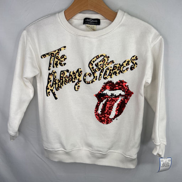 Size 8: Zara White/Colorful Rolling Stones Sequin Sweatshirt