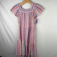 Size 10: Crewcuts Pink/White/Blue Sparkle Striped Sun Dress