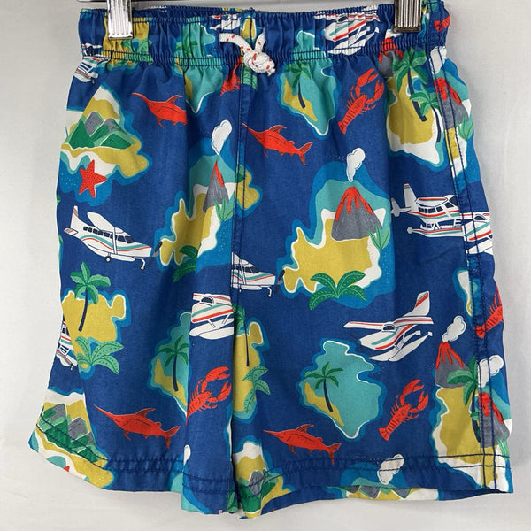Size 6-7: Boden Blue/Colorful Island Travel Swim Shorts