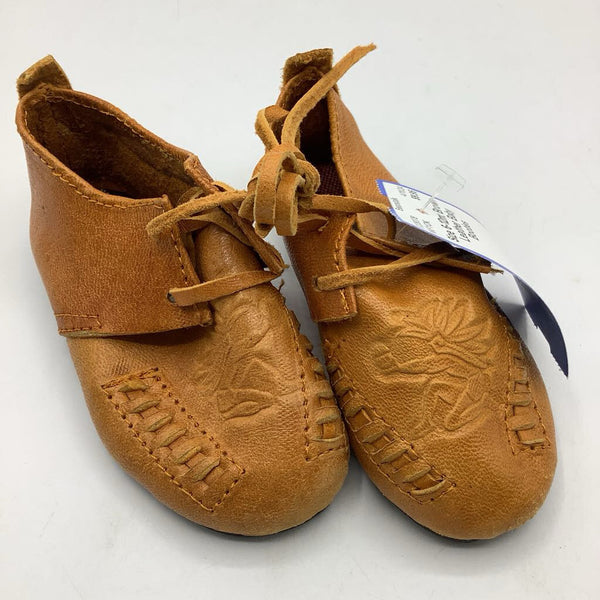 Size 6-12m: Brown Leather Baby Booties