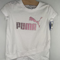 Size 5-6: Puma White/Pink/Silver Logo T-Shirt