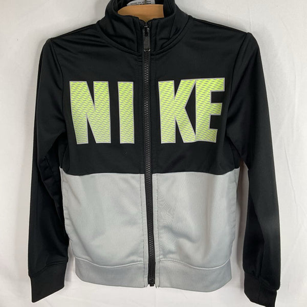 Size 4: Nike Black/Grey/Neon Green Zip-Up Track Jacket