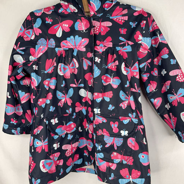 Size 3: Hatley Blue/Pink Butterflies Terry Cloth Lined Rain Coat