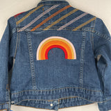 Size 3: Marine Layer Blue/Colorful Embroidered Rainbow Denim Jacket