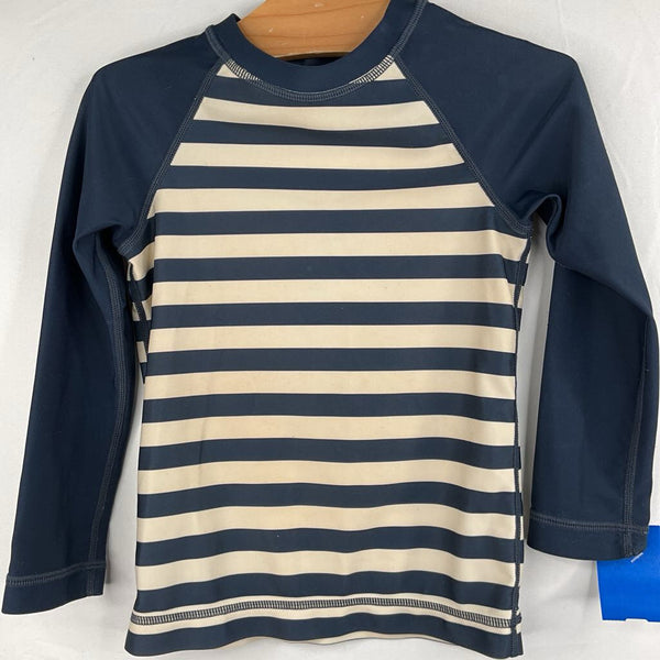 Size 3: Tea Navy/Creme Striped Rash Guard Shirt
