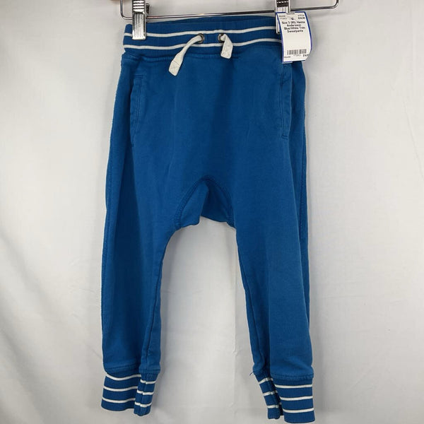 Size 3 (90): Hanna Andersson Blue/White Trim Sweatpants
