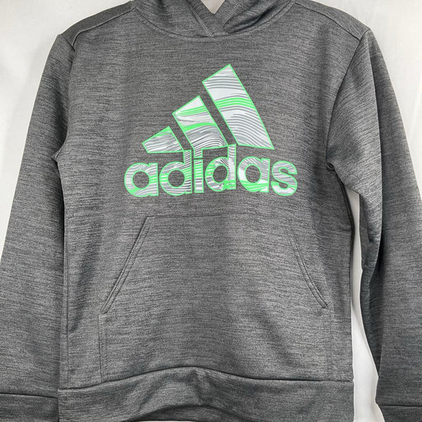 Size 10-12: Adidas Grey/Green Logo Pullover Hoodie NEW w/ Tags