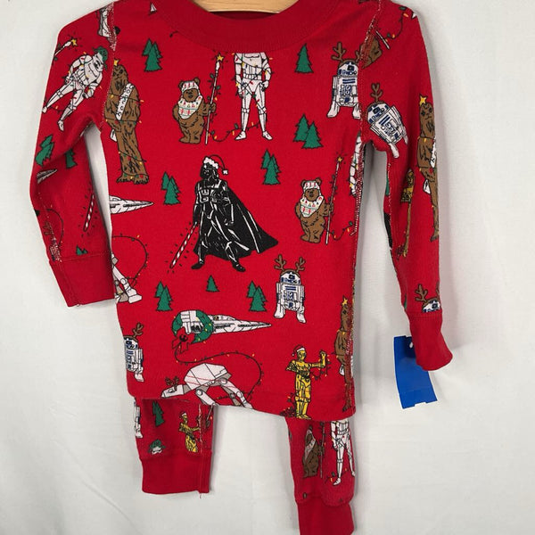 Size 2 (85): Hanna Andersson Red/Colorful Star Wars Print 2pc Holiday Pjs