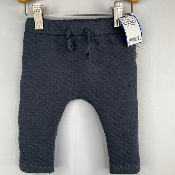 Size 3-6m: Rabbit + Bear Blue Quilted Cozy Pants