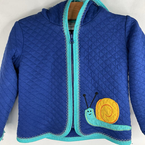 Size 18-24m (80): Hanna Andersson Blue/Yellow Snail Quilted Hooded Zip-Up Coat