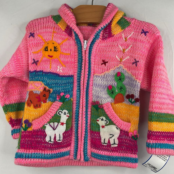 Size2: Jarito Arts Pink/Colorful Animals Knit Zip-Up Hoodie