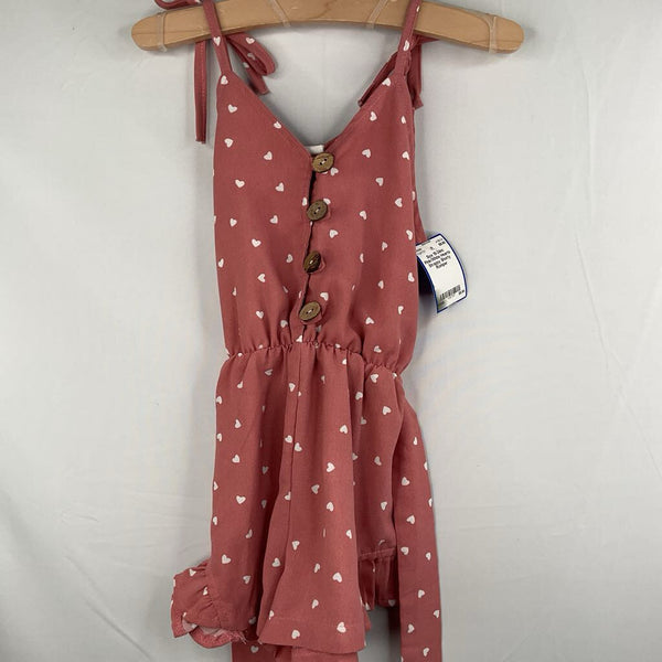 Size 18-24m: Pink/White Hearts Strappy Shorty Romper