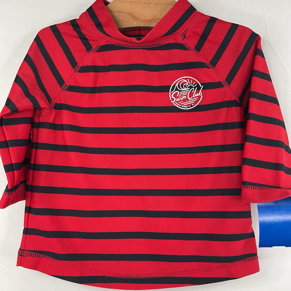 Size 0-6m: Gap Red/Black Striped Rash Guard Shirt