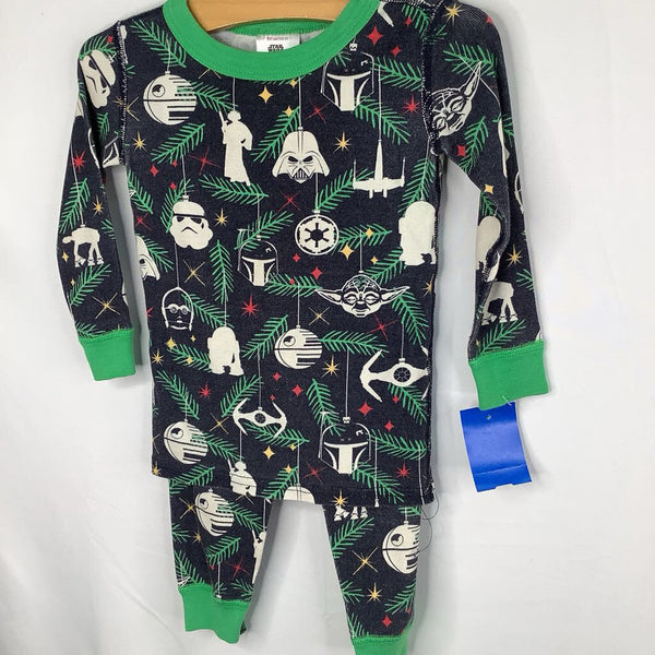 Size 2 (85): Hanna Andersson Navy/Colorful Star Wars Print ORGANIC Cotton 2pc Holiday Pjs