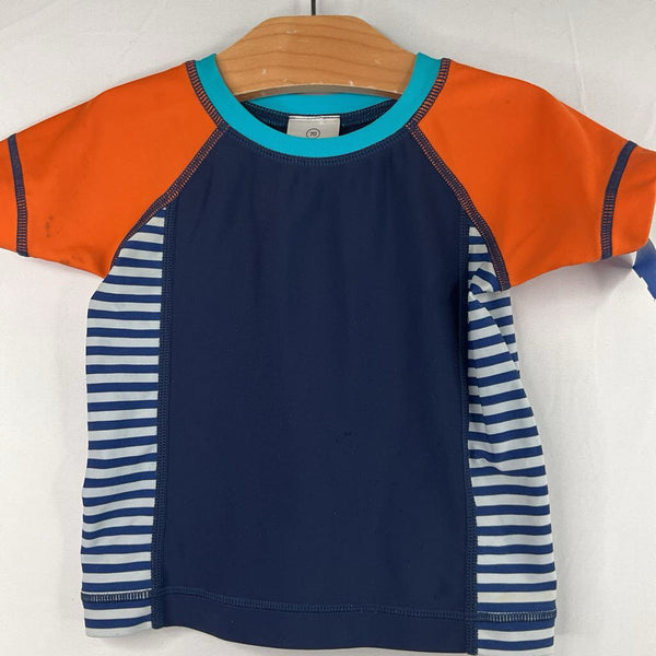 Size 6-12 (70): Hanna AnderssonNavy/Orange Rash Guard Shirt
