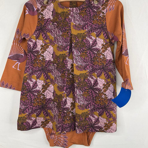 Size 12-18m: Kate Quinn Purple/Brown Peacocks/Flowers Long Sleeve Dress NEW w/ Tags
