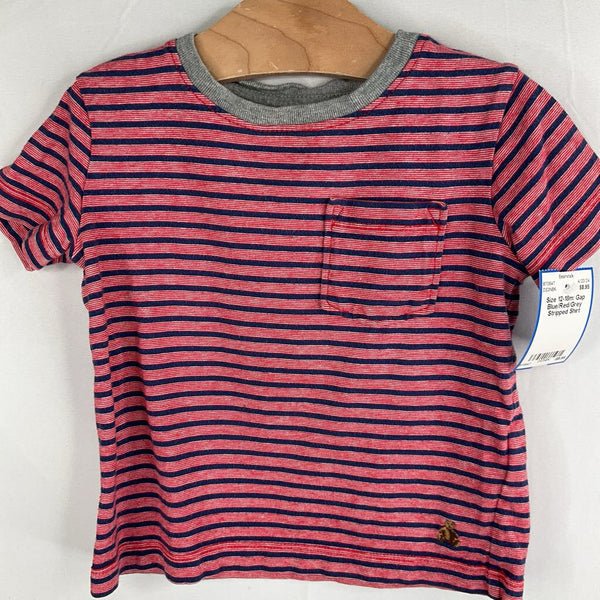 Size 12-18m: Gap Blue/Red/Grey Stripped Shirt