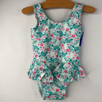 Size 18m: Flap Happy Blue/Pink Turtle Pattern 1pc Swimsuit