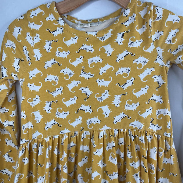 Size 7: Tucker + Tate Yellow/White Cat Pattern Long Sleeve Dress