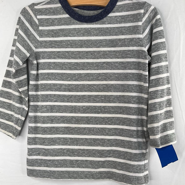 Size 3: Primary Grey/White Striped Long Sleeve Shirt