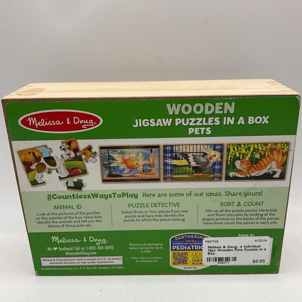 Melissa & Doug- 4 Individual 12pc Wooden Pets Puzzles in a Box