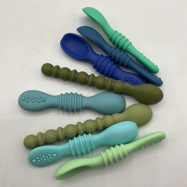 8pc Blue/Green Silicon Spoons