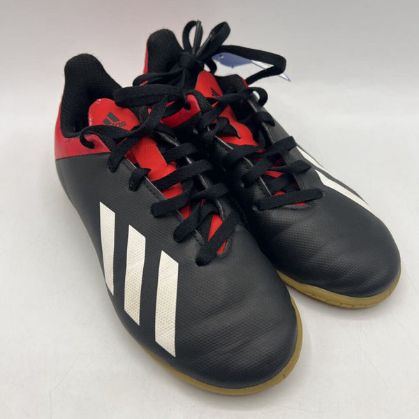 Size 13: Adidas Black/White/Red Lace-Up Indoor Cleats