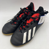 Size 13: Adidas Black/White/Red Lace-Up Indoor Cleats