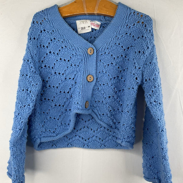 Size 12-18m: Zara Blue Chunky Knit Button-Up Cardigan