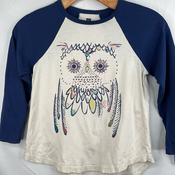 Size 7: Tea Blue/White/Colorful Owl Long Sleeve Shirt