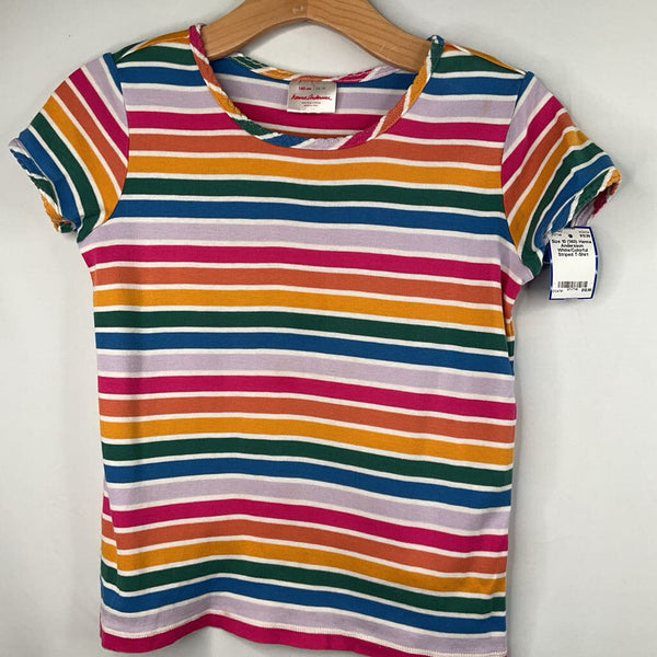 Size 10 (140): Hanna Andersson White/Colorful Striped T-Shirt