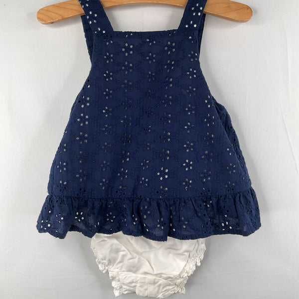 Size 18-24m: Janie and Jack Navy/White Eyelet 2pc Blouse/Bloomers