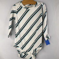 Size 12-18m: Kate Quinn White/Blue/Brown Stripes Long Sleeve Onesie