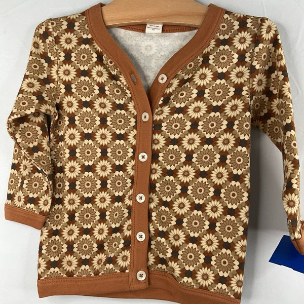 Size 18-24m: Kate Quinn Brown/Creme Flowers Button-Up Cardigan NEW w/ Tags