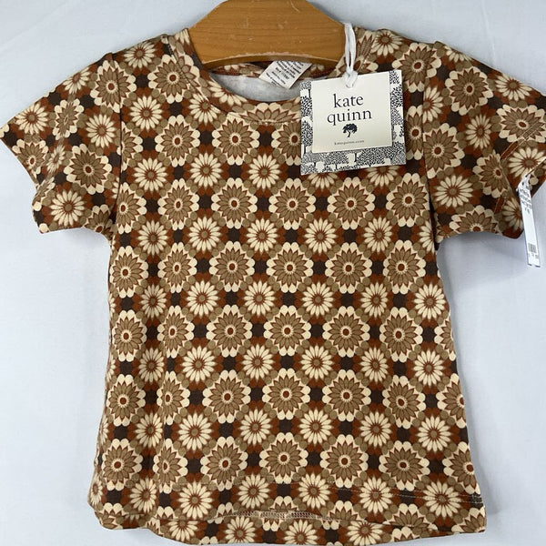 Size 12-18m: Kate Quinn Brown/Creme Flowers T-Shirt NEW w/ Tags