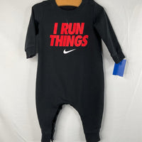 Size 6m: Nike Black/Red "I Run Things' Snap-Up Romper