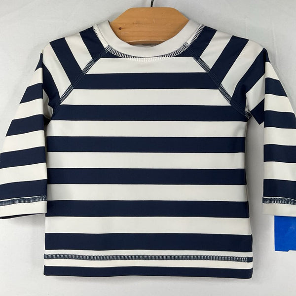 Size 3-6m (60): Hanna Andersson Navy/White Striped Rash Guard Shirt