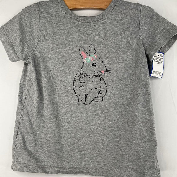 Size 5 (110):Hanna Andersson Grey/Colorful Flower Crown Bunny T-Shirt
